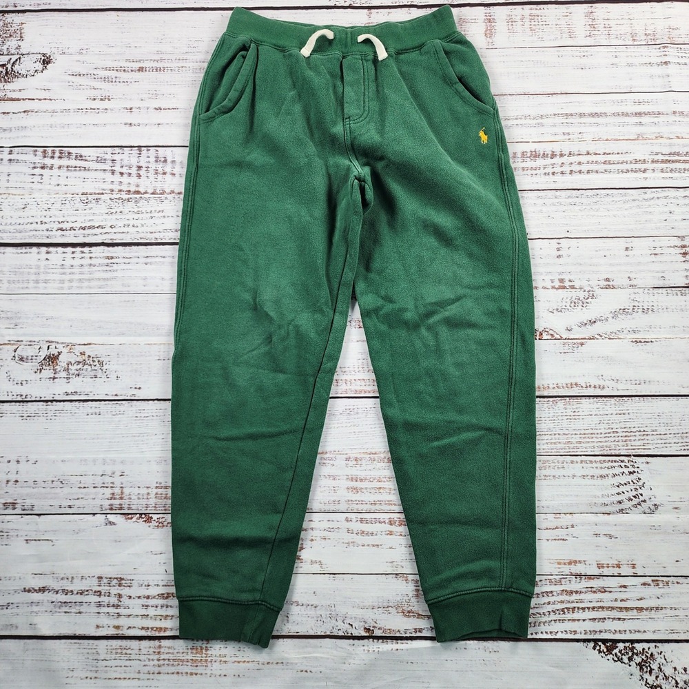 Polo Ralph Lauren Boys L 14-16 Green Fleece Jogger Sweatpants Pony Logo
